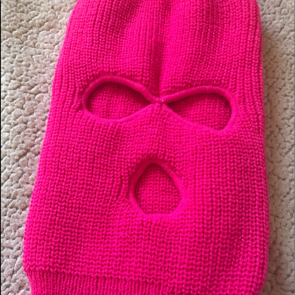 Neon pink ski mask